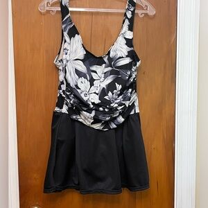 White Stag Black and White Floral One Piece Swimsuit
